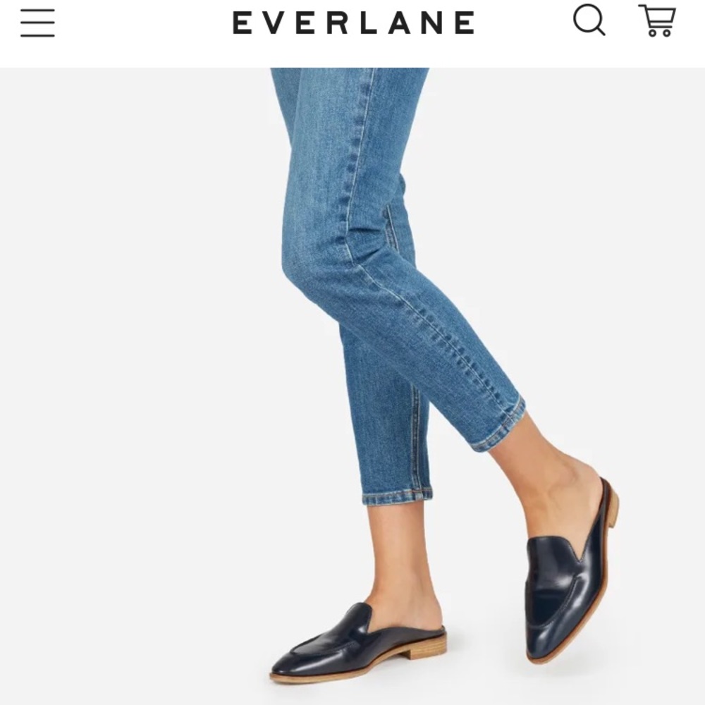 Everlane modern Loafer mule. Navy - Picture 5 of 7